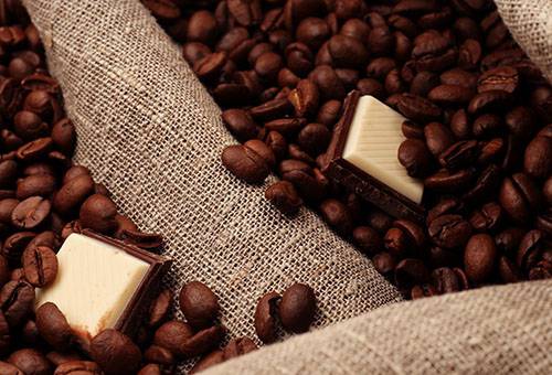 Coffee beans and chocolate