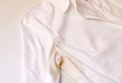 Sweat stain on a white shirt
