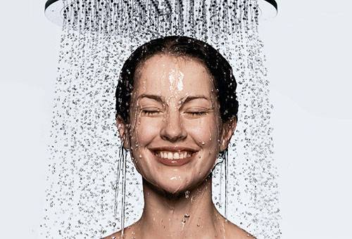 Girl takes a shower