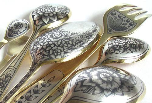Blackened cutlery from cupronickel