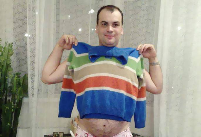 The sweater sat down after washing