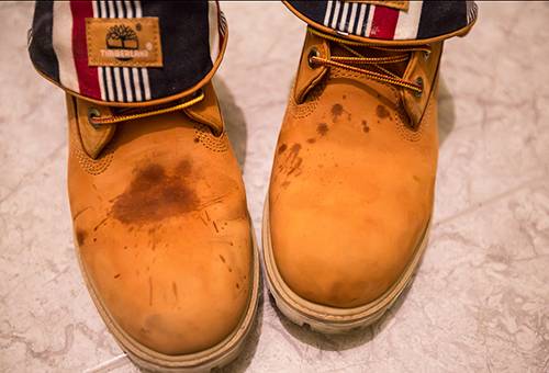 Spots on suede boots