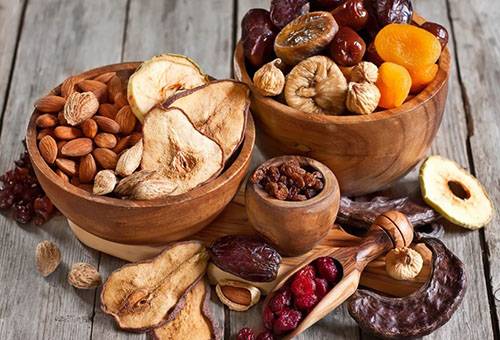 Various dried fruits and nuts