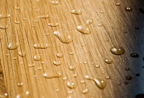 Drops of water on the laminate