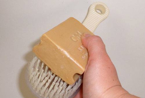Laundry soap and brush