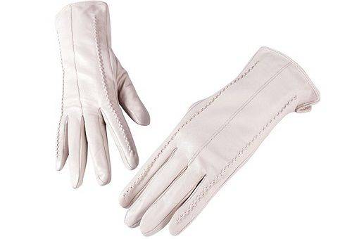 white leather gloves