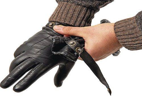 black leather gloves