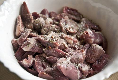 Fat free chicken hearts