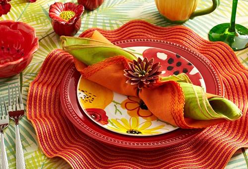 Festively folded napkins