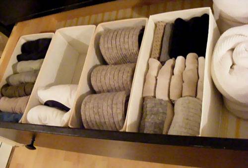 Storage of socks and stockings