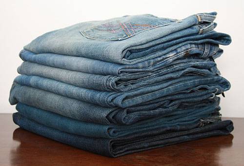 Stack of folded jeans