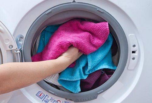 towels in the washing machine
