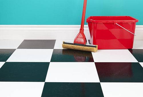 Clean tiled floor after washing