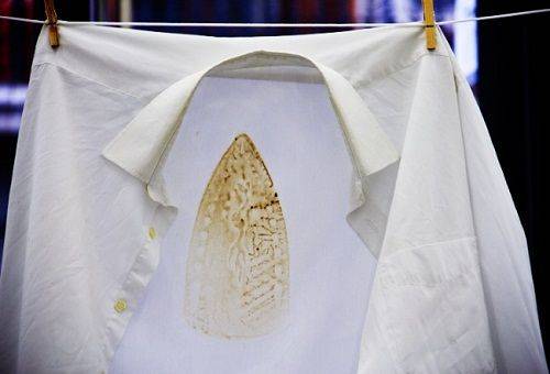 trace of the iron on the shirt