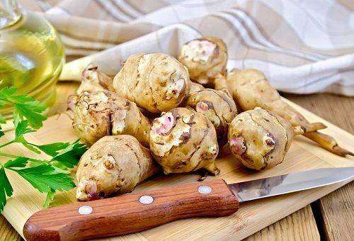 Jerusalem artichoke on the board