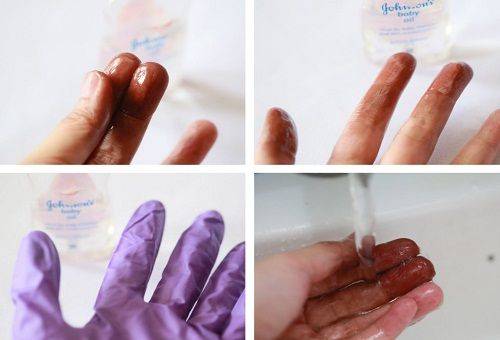skin paint removal with oil