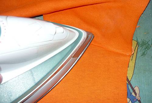 Removing a gas stain with an iron