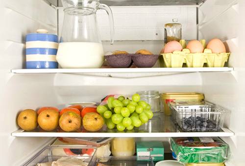 Placing food in the refrigerator