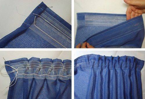 sewing tape to the curtains