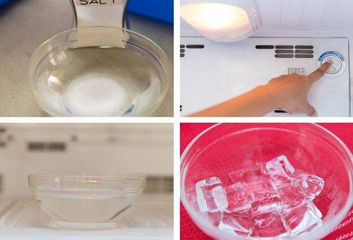 Method for freezing ice in a salty environment