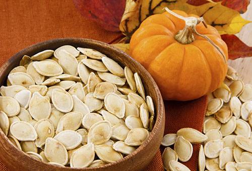 Pumpkin seeds in earthenware