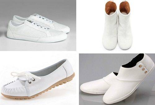 varied white shoes
