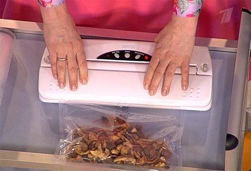 dried mushrooms in a vacuum bag
