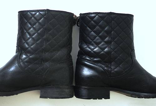 Leather boots before and after cleaning