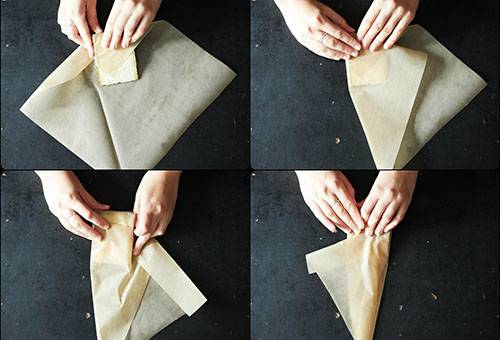Packing cheese on paper