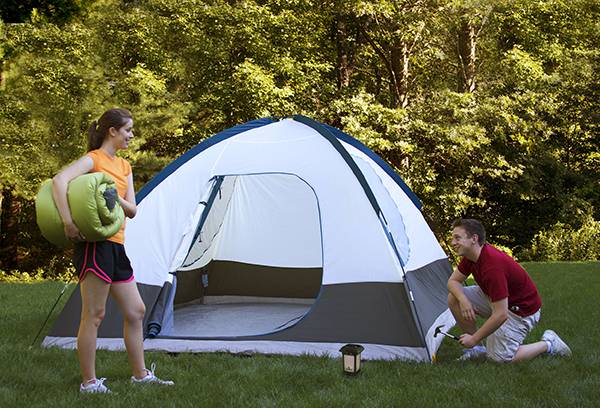 Young people in the tent