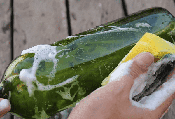 washing the bottle