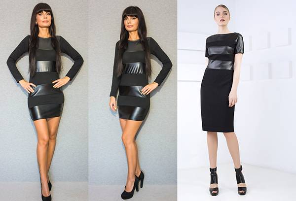 Dresses with eco leather inserts