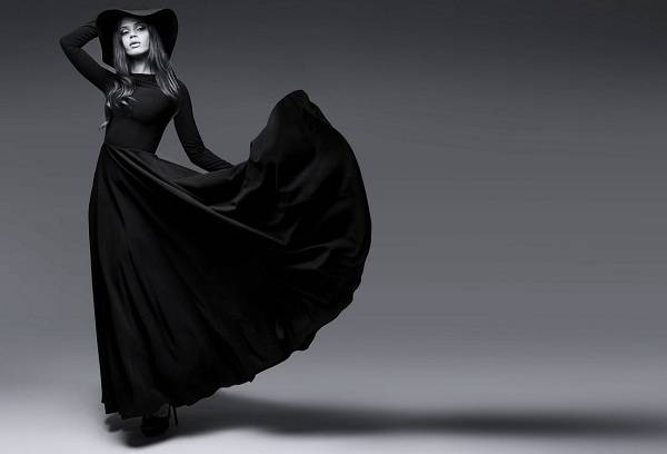 girl in a black dress