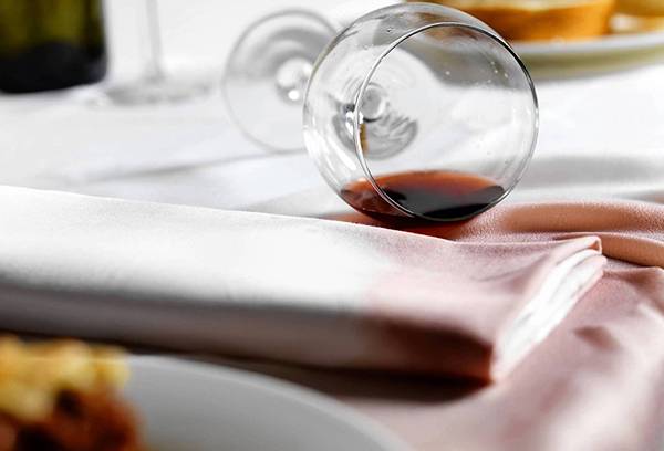 Wine spilled on a tablecloth