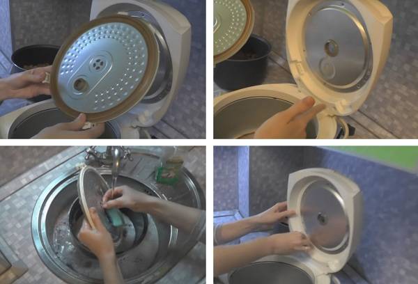 washing the cooker lid