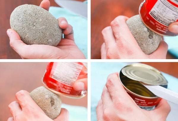 Open the jar with a stone
