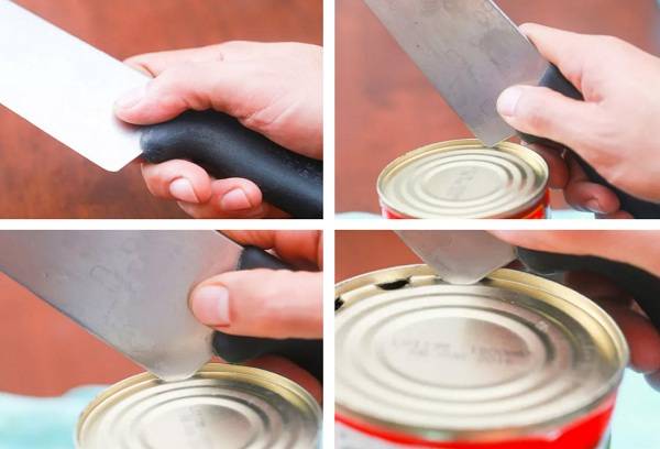 Open the jar with a chef's knife