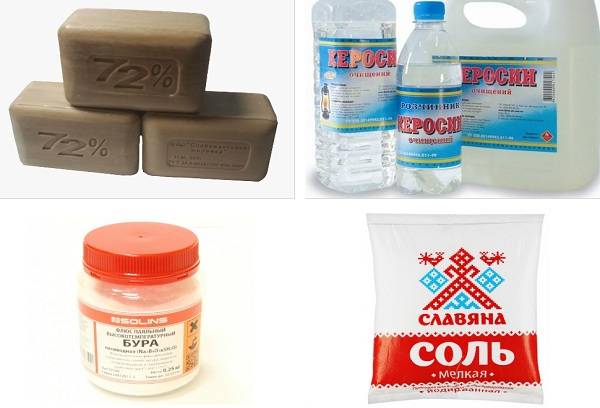 ziepes, sāls, petroleja un boraks