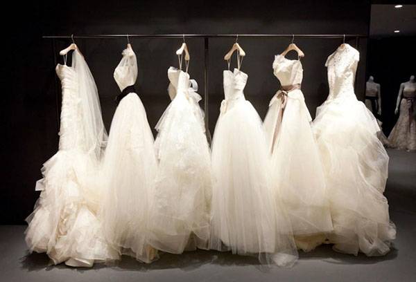 Wedding dresses on a hanger