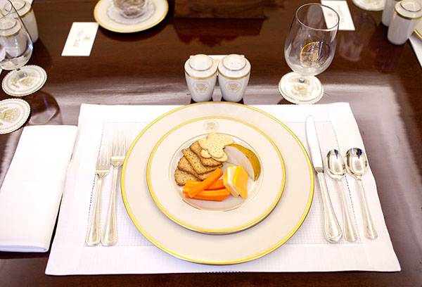 Table setting with dessert.