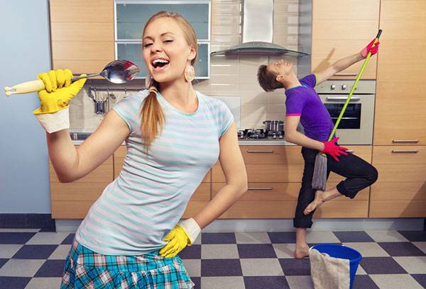 Cleaning and dancing