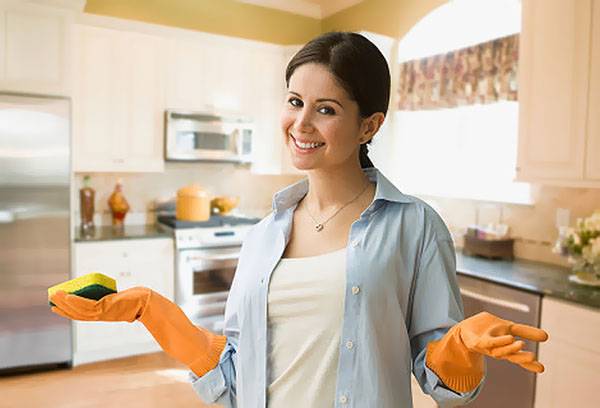 The girl did the cleaning
