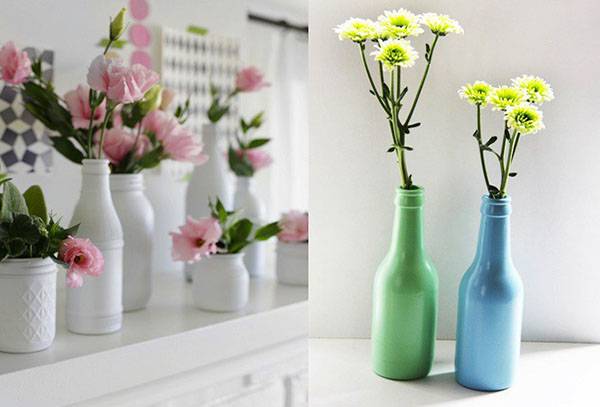 Flowers in narrow-necked vessels