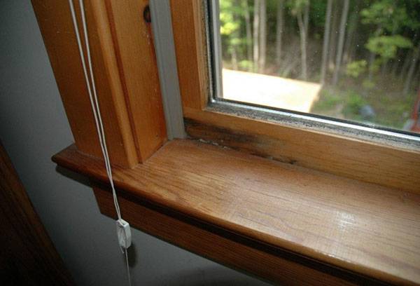 Wooden window sill