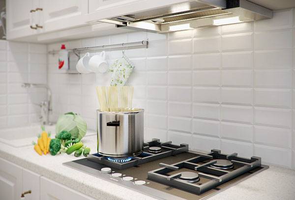 Built-in hood in the kitchen