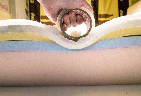 Polyurethane foam of different rigidity
