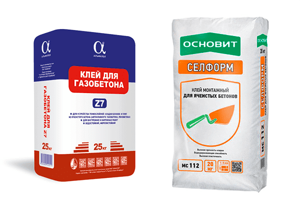 Two types of adhesive for aerated concrete