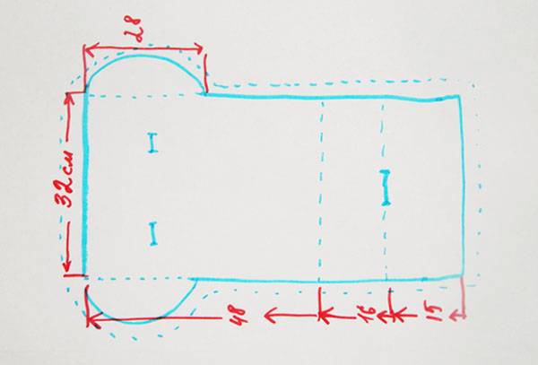 Diagram of cutting a mattress in a pram