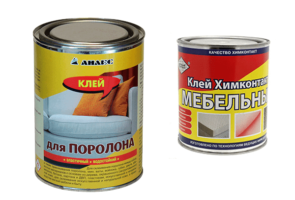 Two types of glue for foam rubber
