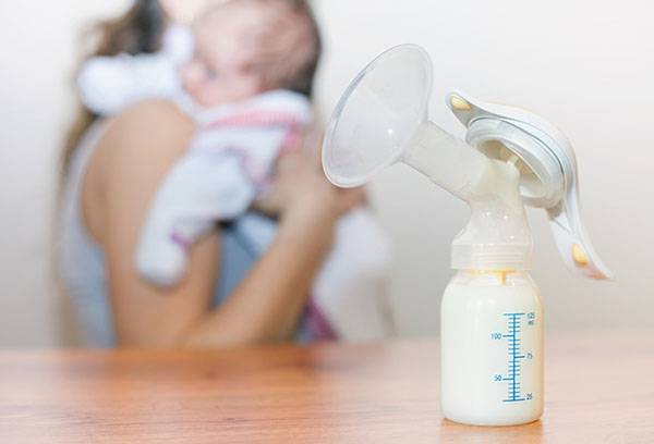 Milk in a breast pump